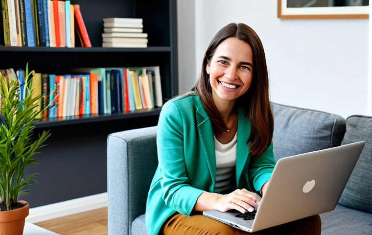 **

"A cheerful woman in her 30s, fully clothed in a modest, comfortable outfit, is sitting on her sofa with a laptop, smiling. She is taking a MOOC course online. The background shows a cozy living room with bookshelves and potted plants. The scene is safe for work, appropriate content, and family-friendly. Perfect anatomy, natural pose, high resolution, professional quality. The image conveys the accessibility and flexibility of MOOCs for self-improvement. Professional, fully clothed."

**
